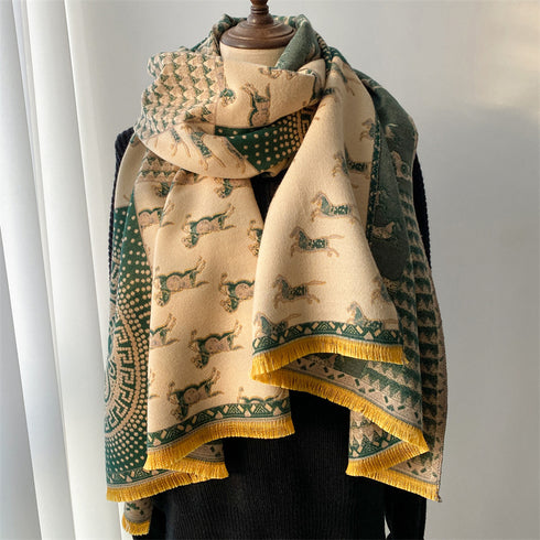Color Blocking And Matching Cashmere Scarves For Women - ROUTINE FASHION